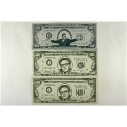 3 PIECES OF NOVELTY $100 FEDERAL RESERVE NOTES