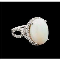 9.20 ctw Opal and Diamond Ring - 14KT White Gold