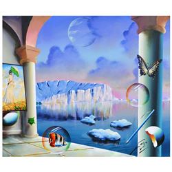 Ferjo, "Glacier View" Original Painting on Canvas, Hand Signed with Letter of Au