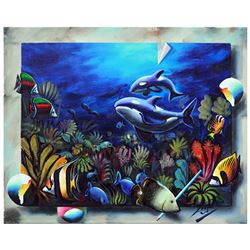 Ferjo, "Orca's Home" Original Painting on Canvas, Hand Signed with Letter of Aut