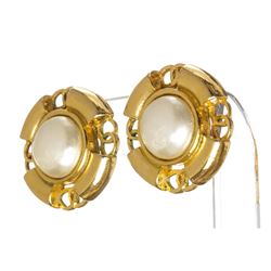 Chanel Gold Faux Pearl Clip On Earrings