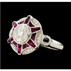 1.10 ctw Ruby and Diamond Ring - 18KT White Gold