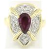 Image 4 : Vintage 18kt White and Yellow Gold 2.98 ctw Ruby and Diamond Cocktail Ring