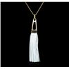 Image 2 : Leather Tassel Chain Necklace - Gold Plated
