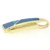 Image 6 : 14k Yellow Gold 2 Inlaid Freeform Geometric Blue & Green Boulder Opal Pendant