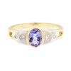 Image 2 : 0.86 ctw Tanzanite And Diamond Ring - 14KT Yellow And White Gold