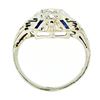 Image 6 : Art Deco 18kt White Gold Euro Cut Diamond & Sapphire Filigree Dinner Ring