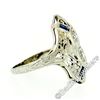 Image 8 : Art Deco 18kt White Gold Euro Cut Diamond & Sapphire Filigree Dinner Ring
