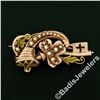 Image 2 : Victorian 12kt Rose & Green Gold Natural Seed Pearl Flower Brooch