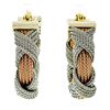 Image 1 : Estate 18kt Rose & White Gold 30mm Braided Mesh Hoop Earrings