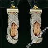 Image 2 : Estate 18kt Rose & White Gold 30mm Braided Mesh Hoop Earrings