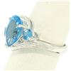 Image 3 : 14k White Gold 4.33 ctw Pear & Round Swiss Blue Topaz Ring w/ 2 Diamond Accents