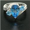 Image 6 : 14k White Gold 4.33 ctw Pear & Round Swiss Blue Topaz Ring w/ 2 Diamond Accents