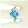 Image 8 : 14k White Gold 4.33 ctw Pear & Round Swiss Blue Topaz Ring w/ 2 Diamond Accents