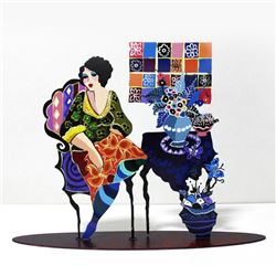 Patricia Govezensky, "Violet" Hand Signed Original Painting on Cutout Steel; COA