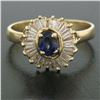 Image 5 : 14kt Yellow Gold 1.00 ctw Sapphire Ring w/ Baguette Diamond Ballerina Halo Ring
