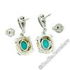 Image 5 : 14kt Two Tone Gold Oval Amazonite & 0.16 ctw Diamond Drop Dangle Earrings