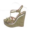 Image 5 : Miu Miu Pistacchio Suede Camoscio Lame Wedges Heels Shoes 39