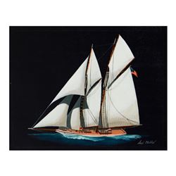 Alex Blokhin, "Two Masted Schooner" Original Oil Painting on Canvas, Hand Signed