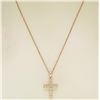 Image 4 : 14k Rose Gold 0.75 ctw Round Brilliant Diamond Petite Cross Pendant w/ 16" Chain