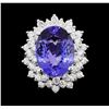 Image 2 : GIA Cert 11.27 ctw Tanzanite and Diamond Ring - 14KT White Gold