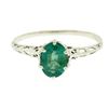 Image 1 : 14k White Gold 1.38 ctw Prong Set Oval Cut Emerald Filigree Solitaire Ring