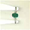 Image 4 : 14k White Gold 1.38 ctw Prong Set Oval Cut Emerald Filigree Solitaire Ring