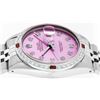 Image 5 : Rolex Mens Stainless Steel Pink Diamond & Ruby 36MM Datejust Wristwatch