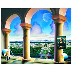 Ferjo, "Mona Lisa Overlooking" Original Painting on Canvas, Hand Signed with Let