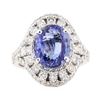 Image 2 : 7.72 ctw Tanzanite And Diamond Ring - 14KT White Gold