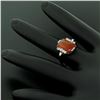 Image 8 : Antique 10K White Gold Carnelian Solitaire Ring w/ .22 ctw Round Diamond Accents