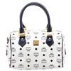 Image 2 : MCM Navy & White Vintage Visetos Coated Canvas Leather Boston Bag