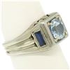 Image 2 : Antique Art Deco 18kt White Gold 1.25 ctw Aquamarine and Diamond Ring