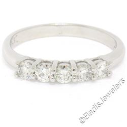 New 14kt White Gold 0.65 ctw 5 Stone Round Diamond Wedding Band Ring