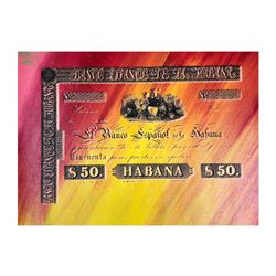 Steve Kaufman (1960-2010), "Banco Espanol de la Habana" Hand Signed and Numbered