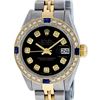 Image 1 : Rolex Ladies 2 Tone Black Diamond & Sapphire 26MM Oyster Datejust Wristwatch