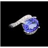 Image 1 : 14KT White Gold 5.13 ctw Tanzanite and Diamond Ring