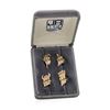 Image 1 : Sterling Silver and 14KT gold James Reid Indian Face Shirt Studs with Rubys