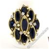 Image 3 : 18kt Yellow Gold 7.37 ctw Marquise Sapphire & Diamond Tiered Cocktail Ring
