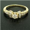 14k Yellow Gold Petite 0.42 ctw Round Diamond Engagement Ring w/ Channel Accents