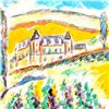 Image 2 : Wayne Ensrud "Chateau Clos de Vougeot, Burgundy" Mixed Media Original Artwork; H