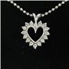 Image 1 : 14k White Gold 0.40 ctw Round Brilliant Diamond Open Heart Pendant 18" Bead Chai