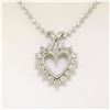 Image 3 : 14k White Gold 0.40 ctw Round Brilliant Diamond Open Heart Pendant 18" Bead Chai