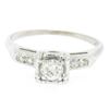Image 3 : Vintage 14K White Gold 0.37 ctw Diamond Engagement Ring with 4 Accent Diamonds