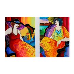 Patricia Govezensky, "Night in Paris" Hand Signed Set of Two Original Watercolor