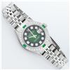 Image 3 : Rolex Ladies Stainless Steel 26MM Green Vignette Diamond Datejust Wriswatch