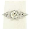 Image 6 : Antique Art Deco Platinum 0.90 ctw Old European & Marquise Diamond Solitaire Rin