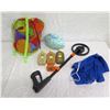 Image 1 : Beach Lot:  Portable Metal Detector, Football, Toys: Pail & Shovels, Blue Bag, etc