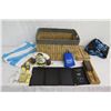 Image 1 : Beach Lot: Wicker Basket, Towels, Lotions, "Sun Bum" Toy, Solar 21 Charger, etc