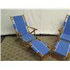 Image 2 : Qty 2 Folding Beach Lounge Chairs w/ Blue Canvas